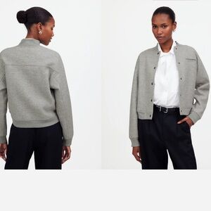 Madewell Gray Bomber Jacket Cropped Tailored Silhouette
